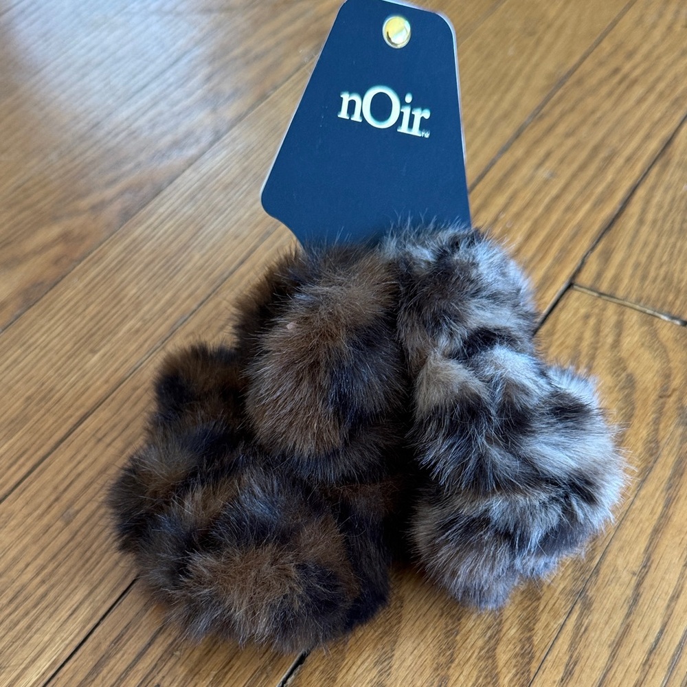 Faux fur leopard hair ties, new.